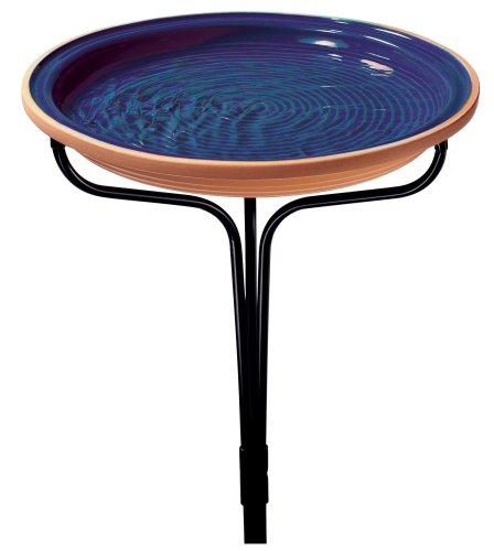 Sunswept 421HS-4 Terra Cotta Royal Blue Hanging-Standing Birdbath