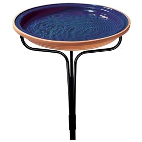 Sunswept 421HS-4 Terra Cotta Royal Blue Hanging-Standing Birdbath by 