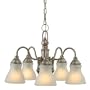 Royce Lighting 39256BLE-965 Morrpark 5-Light Chandelier with Acid Etched Glass Shades, Brushed Steel