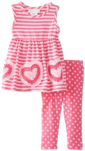 Bonnie Baby Baby-Girls Newborn Bonaz Hearts On Stripe Knit Top Multi Dots Capri