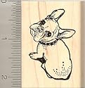 Cute French Bulldog Rubber Stamp - Wood Mounted