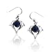 Heart Shaped Double Dolphin on Bermuda Blue Crystal Sterling Silver Hook Earrings