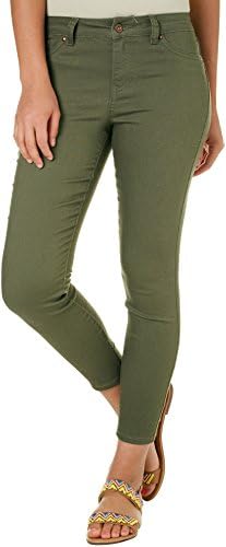 Blue Spice Juniors High Waist Solid Ankle Jeans 7 Green