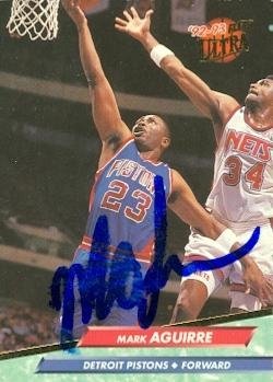 Mark Aguirre Autographed/Hand Signed Basketball Card (Detroit Pistons) 1992 Fleer Ultra #55