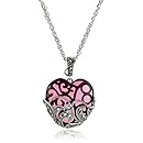 Sterling Silver Marcasite and Red Glass Heart Pendant, 18"
