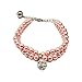 PetFavorites™ Luxury 2 Row Pearls Rhinestones Pet Cat Dog Necklace Collar Jewelry with Bling Crystal Ball Charm for Pets Cats Small Dogs Female Puppy Chihuahua Yorkie Girls (Pink, Size: 8