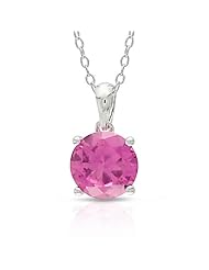 Sterling Silver Round Gemstone Solitaire Pendant (8mm), 18"