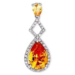 Eleganter Ketten-Anh�nger mit Feueropal und Zirkonia Diamanten, Sterling Silber
