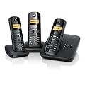 Gigaset A585 Trio - DECT Schnurlostelefon (mit 3 Mobilteilen inkl. Ladeschale) pianoschwarz