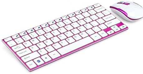 BlueFinger Ultra Thin Alloy  Wireless Keyboard And Mouse Combo Set For Win 2000/2003/XP/Vista /Win7 Pink + BlueFinger Mouse Pad as Gift