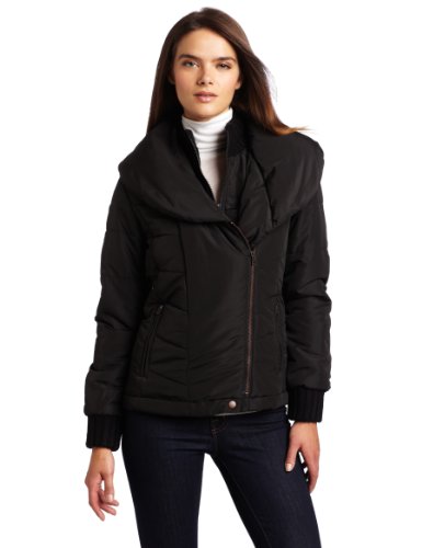 Calvin Klein Jeans Women's Petite Rib Trim Puffer Jacket, Black, Petite Calvin Klein Jeans Women's Petite Rib Trim Puffer Jacket, Black, Petite
