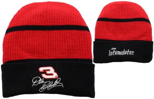 Nascar Driver Dale Earnhardt 3 White Signature Intimidator Red/black Cuffed Knit Cap