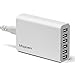 Mopower 50 Watt 10A 6 Ports USB Charger Portable Power Adapter Desktop Charger Station for iPhone, Android Smartphones,iPad ,Tablet ,iPod ,GPS , Camera,and More White