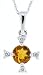 0.64Ct Citrine and Diamond Cross Pendant in 14Kt title=