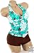 New Brown Floral Print 2 pc Tankini Boyshort Swimsuit S JUNIOR SIZE SMALL