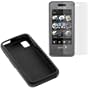 Black Flexible Soft Silicone Skin Case + Clear Reusable LCD Screen Protector for Sprint Samsung SPH-M800 Instinct Cell Phone
