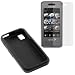 Black Flexible Soft Silicone Skin Case + Clear Reusable LCD Screen Protector for Sprint Samsung SPH-M800 Instinct Cell Phone
