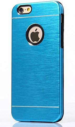 iPhone 6s Case Soft Silicone and Brushed Aluminum Dual Protection - Slim Fit Case for Men and Women - Luxurious and Cool Dual Mode Case - Firm Fancy Grip for Your iPhone - Satisfaction Guarantee - Get It Now!! - For iPhone 6 and 6s (4.7) (Blue)