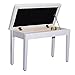 Tenive Adjustable Height Leather Dual Padded Wooden Artist Piano Music Keyboard Bench w/Book Storage,White