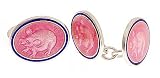 Handmade sterling silver and enamel pot bellied pig chain link cufflinks with presentation box. Crafted in England