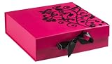 Think Posh Fuschia Pink/Black Flock Keepsake Gift Box, Small