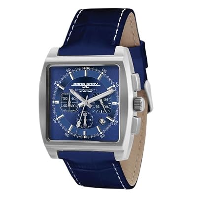 Jorg Gray Blue Dial Stainless Steel Watch with Leather Strap JG5200-12 by Jorg Gray