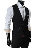 TheLees Mens slim fit chain point 3 button vest