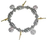 Silver Beaded Stretch Sports Baseball & Bat Charm Bracelet