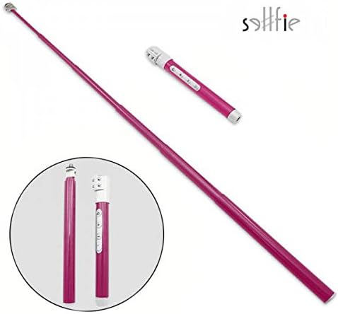 SellfieTM Ultra Light Carbon Fiber Bluetooth Extended Selfie Stick for iPhone/Android w Shutter and Zoom Buttons - Includes Carrying Case + Mini Tripod! (Red)