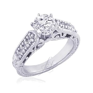 0.65 Ct Round Diamond Engagement Ring Vintage Style Pave 14K GOLD FLAWLESS GIA