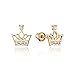 14k Yellow Gold Princess Crown Children Screwback Girls Earrings