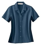 Ladies' Knit Ottoman Color Block Camp Shirt, Color: French Navy w/Navy, Size: 2X-Large