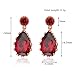 Junxin Jewelry Waterdrop Ruby Swarovski Dangle Earring Rose Gold Plated