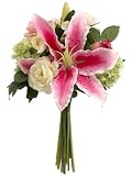 Faux 12 Casablanca Lily/Rose/Snowball Bouquet Rubrum Cream (Pack of 4)