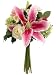 12 Casablanca Lily/Rose/Snowball Bouquet Rubrum Cream (Pack of 4)