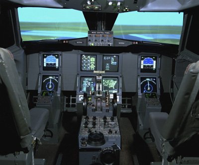 Wallmonkeys Peel and Stick Wall Decals - Interior View of an Aircraft Flight Simulator. - 24W x 20H Removable Graphic