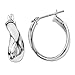 Duragold 14k White Gold Oval Twist Hoop Earrings, title=