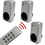 HandyNow Funksteckdosen SET: 3 x Funksteckdose + 1 Fernbedienung f�r den Innenbereich silber / Alu Design