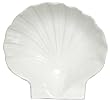 White Fish Ceramic Pottery Scallop Large Bowl Set of Two 8" x 7 1/2" x 2 1/4"