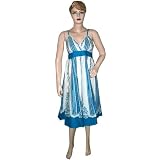 Party Wear- Spaghetti Dress Baby Blue with White Printed Summer Wear Dress