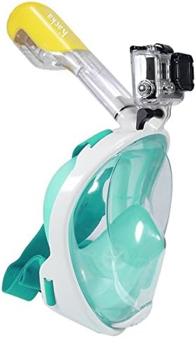 Kacka Swimming Mask Surface Diving Snorkel Face Full Dry Easy Breathing No Fog No Water Leak Seaview 180° Compatible with Gopro Sport Camera (Gree, S/M)