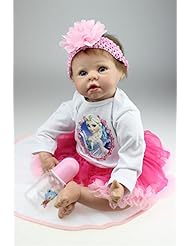 Toy: SanyDoll Reborn Baby Dolls, Baby Growth Partners, Headband Pink Small Safflower to Accompany Sleep Little Princess 22inch 55cm - SanyDoll