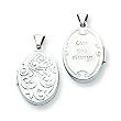 14k White Gold Polished Reversible Love You Always Oval Locket
