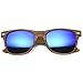 zeroUV Wood Printed Frame Wide Temple Square Colored Mirror Lens Horn Rimmed Sunglasses 58mm