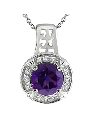 1.42 Ct Round Natural Purple Amethyst White Sapphire 925 Sterling Silver Pendant