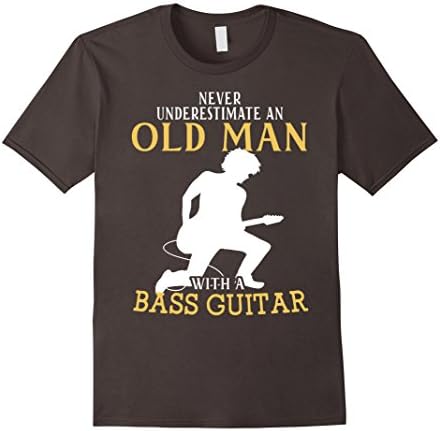 Men's Old Man With A Bass Guitar. Guitar Shirt 2XL Asphalt