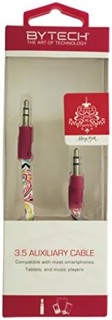 3.5' Auxiliary Audio Cable - Universal 3.5mm jack to 3.5mm jack (male to male) - Colorful Paisley Print by Artist Mary Beth Freet