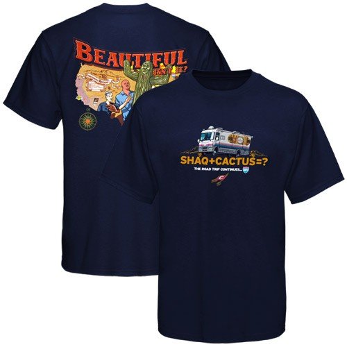 Sportiqe-ESPN Cleveland Cavaliers #33 Shaquille O'Neal Navy Blue RV Road Trip T-shirt (Medium)
