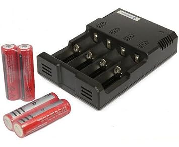 SYSMAX COMBO Intellicharge i4 Li-ion / NiMH Battery Charger V2 & (4) Ultrafire 3000 mAh 18650 Batteries