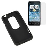 GTMax Black Soft Rubber Silicone Skin Protector Cover Case + Clear LCD Scre ....